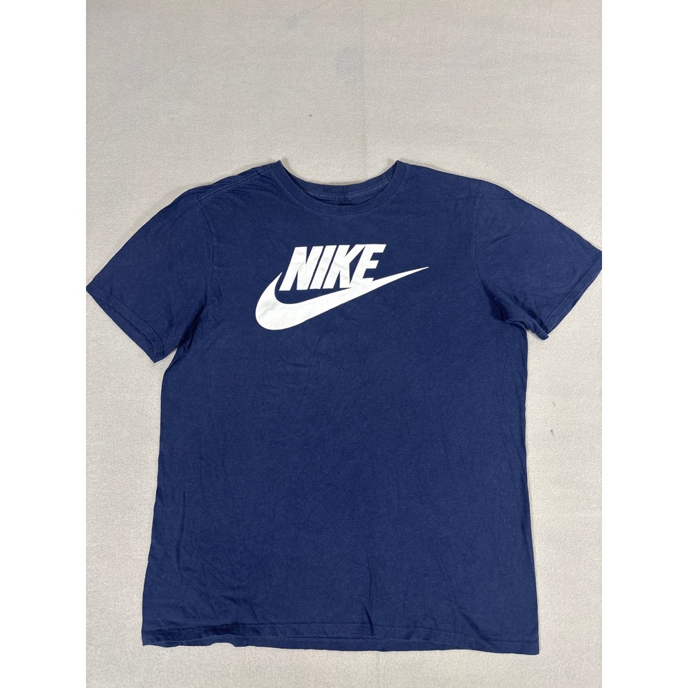 Nike Mens Athletic Cut Futura Logo T-Shirt Navy Blue Medium 0564